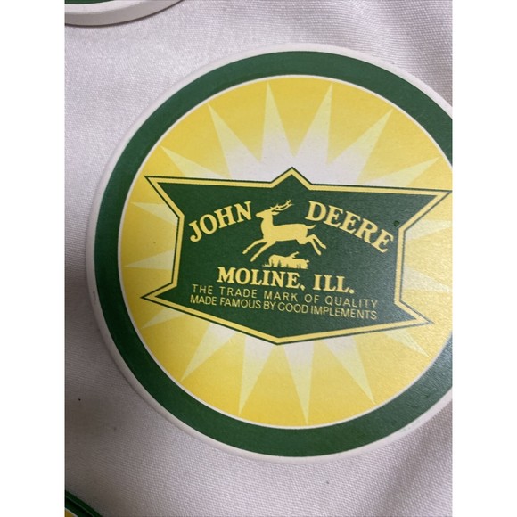 John Deere Tractor Absorbent Stone Bar Glass Coaster Set 4 Canister Holder - Picture 5 of 11